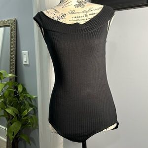 American Eagle Essentials Scoop Neck Black Off Shoulder Comfy Soft Bodysuit L